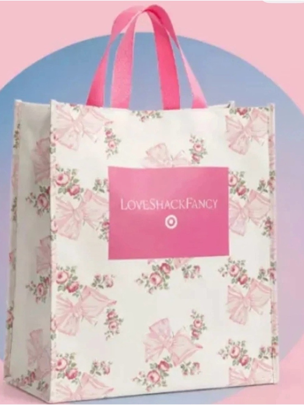 LoveShackFancy X Target White and Pink Floral Reusable Tote